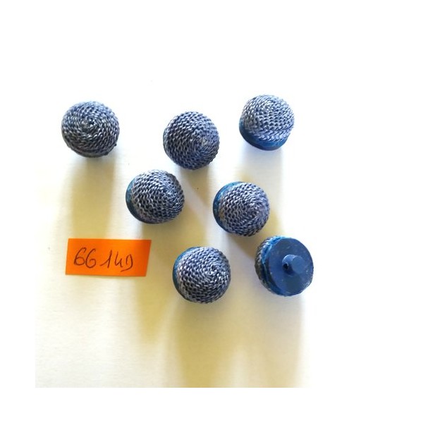 7 Boutons en résine bleu - vintage - 15mm - 6614D - Photo n°1