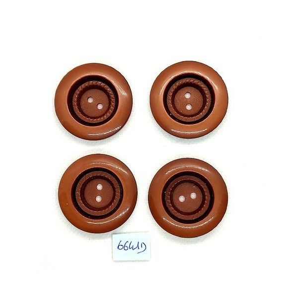 4 Boutons en résine marron - vintage - 35mm - 6641D - Photo n°1