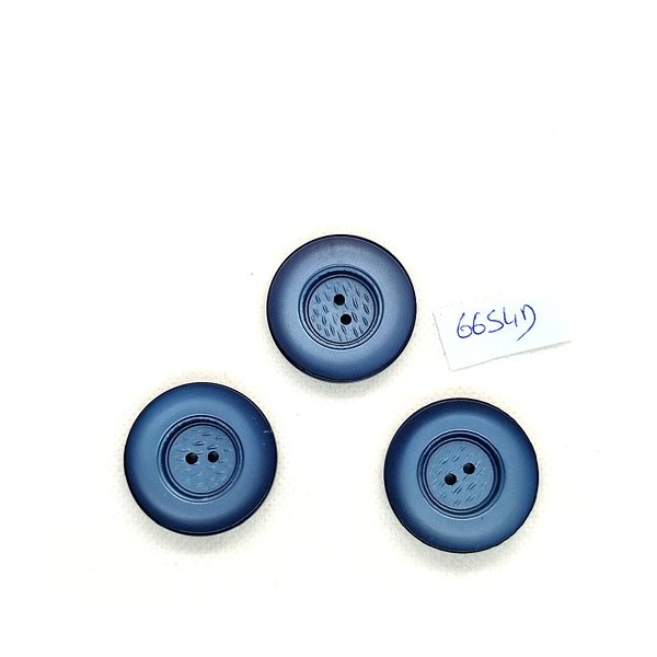 3 Boutons en résine bleu - vintage - 31mm - 6654D - Photo n°1