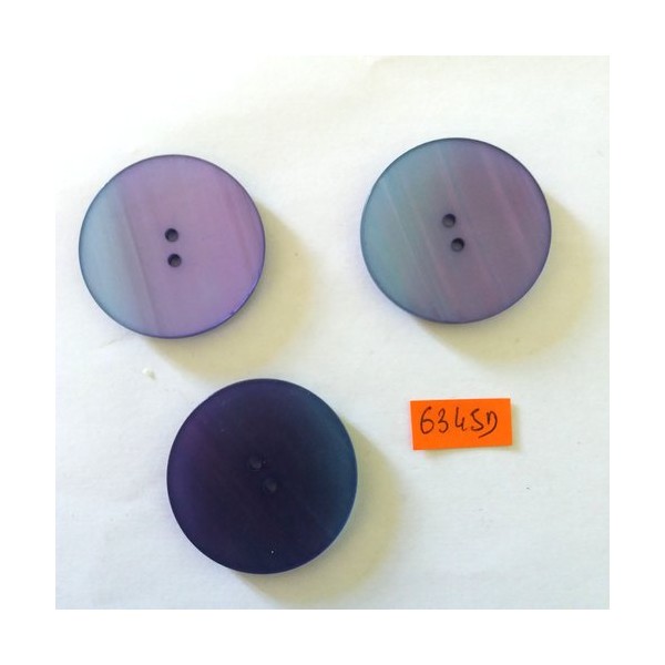 3 Boutons en résine violet - vintage - 40mm - 6345D - Photo n°1