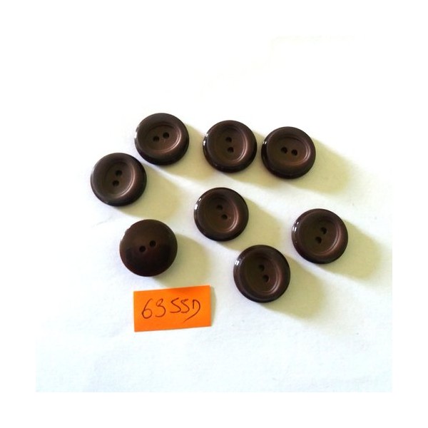 8 Boutons en résine marron foncé - vintage - 18mm - 6355D - Photo n°1