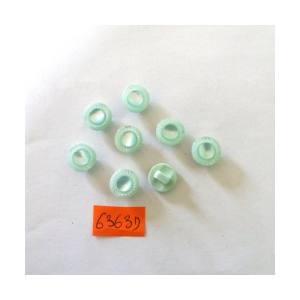 8 Boutons en résine vert clair - vintage - 11mm - 6363D - Photo n°1