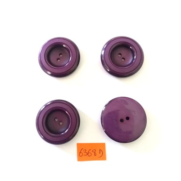 4 Boutons en résine violet - vintage - 34mm – 6368D - Photo n°1