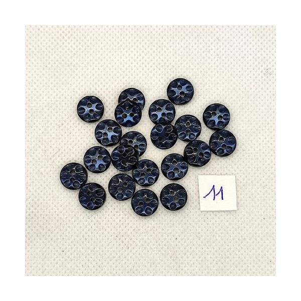 21 Boutons vintage en résine bleu foncé - 10mm - TR11 - Photo n°1