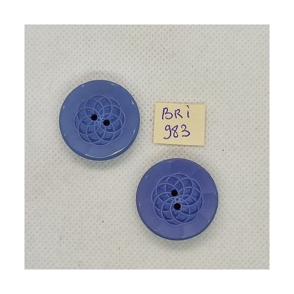 2 Boutons en résine bleu / lilas - 27mm - BRI983 - Photo n°1