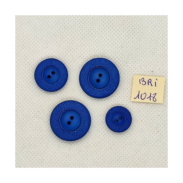 4 Boutons en résine bleu - 22mm - 18mm et 14mm - BRI1018 - Photo n°1