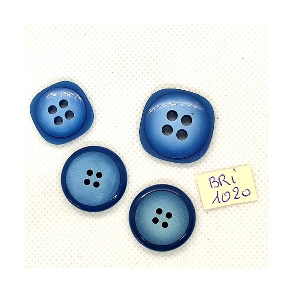 4 Boutons en résine bleu – 20 à 24mm - BRI1020 - Photo n°1