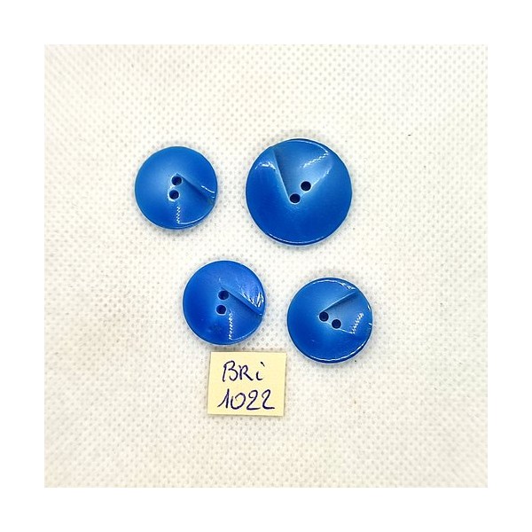 4 Boutons en résine bleu - 18mm et 23mm - BRI1022 - Photo n°1