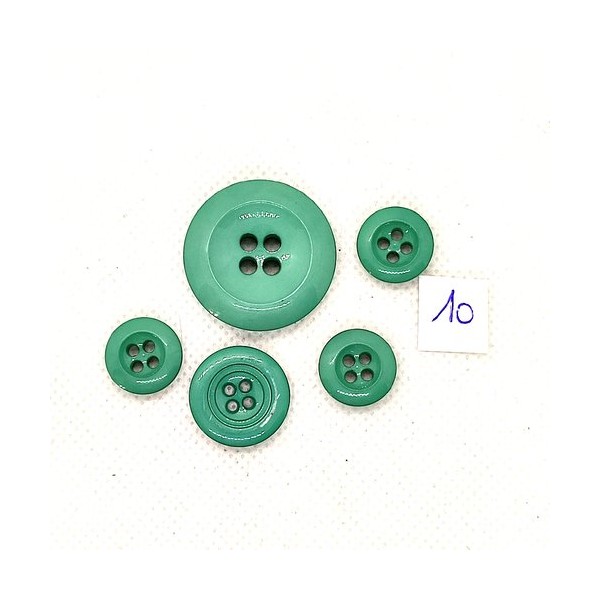 5 Boutons vintage en résine vert - 26mm - 17mm et 14mm - TR10 - Photo n°1