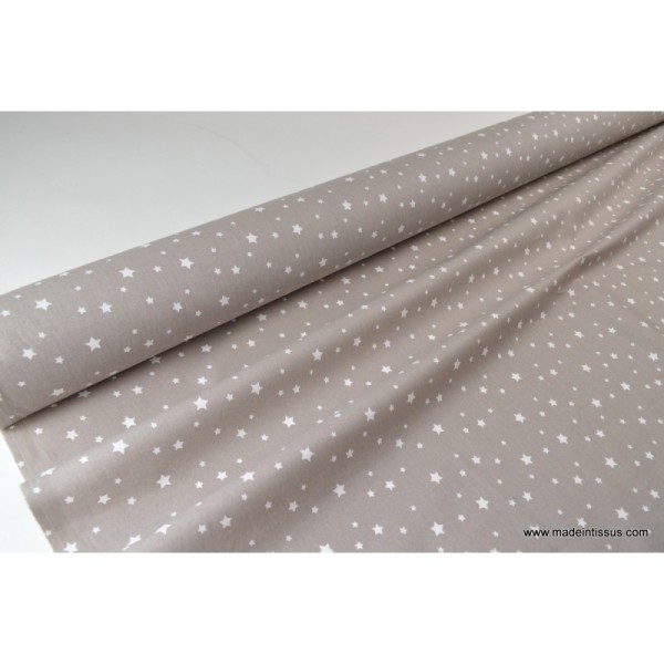 Tissu coton oeko tex imprimé étoiles taupe - Photo n°3