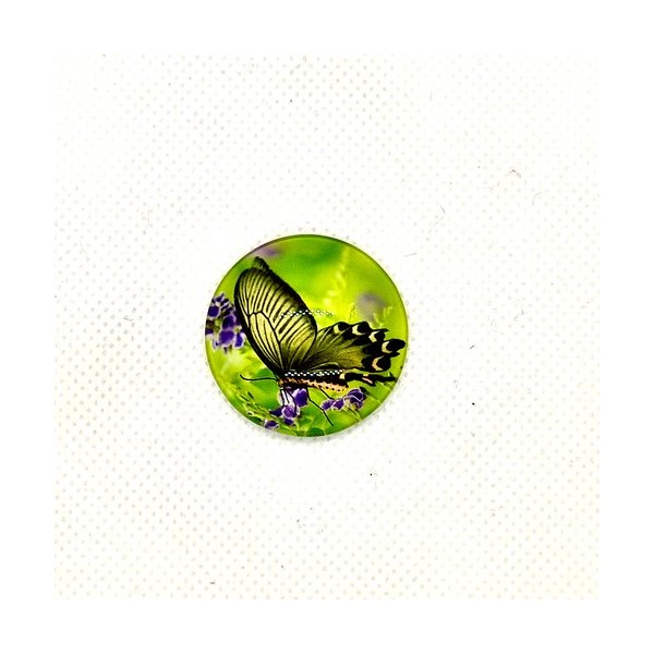 1 Cabochon en verre papillon vert - 30mm - b343 - Photo n°1