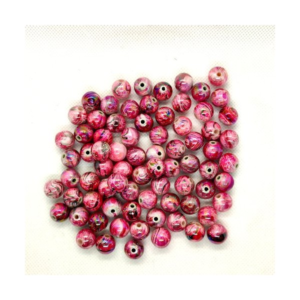 76 Perles en résine rose - 12mm - Photo n°1