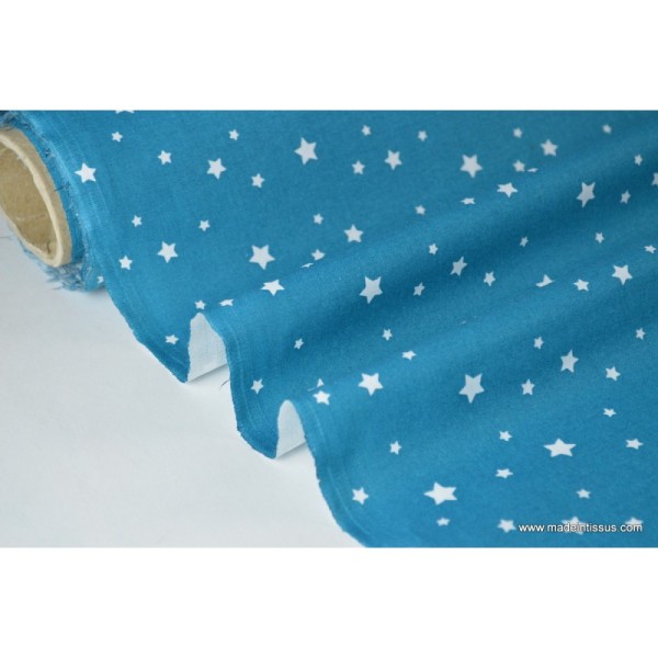 Tissu coton oeko tex imprimé étoiles pétrole - Photo n°2