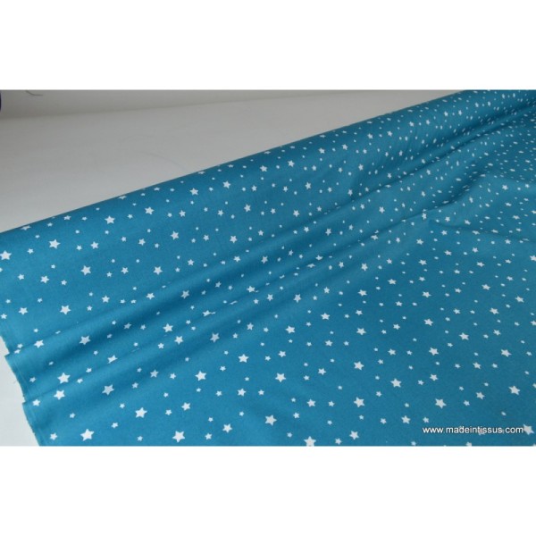 Tissu coton oeko tex imprimé étoiles pétrole - Photo n°3