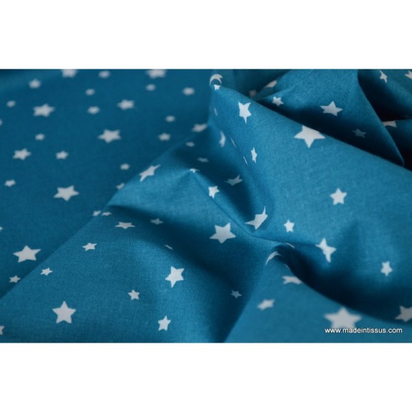 Tissu coton oeko tex imprimé étoiles pétrole - Photo n°4