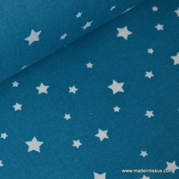 Tissu coton oeko tex imprimé étoiles pétrole - Photo n°1