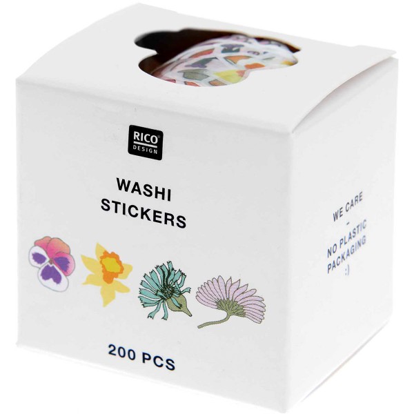 Stickers Washi Futschikato - Fleurs - Multicolore - 2 x 2 cm - 200 pcs - Photo n°1