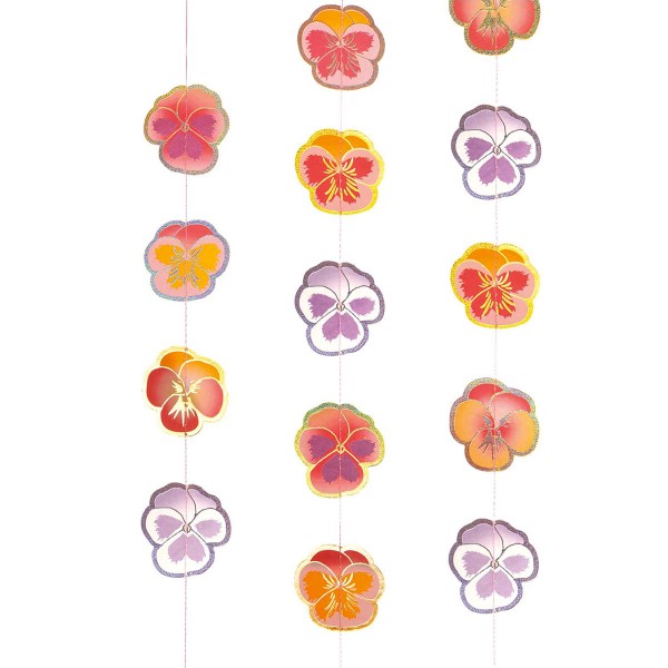 Guirlande décorative cousue - Pensées - Multicolore - 2,3 m - Photo n°3