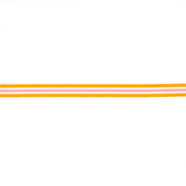 Ruban polyester tissé à rayures - Multi - Orange/Blanc/Lilas - 10 mm x 3 m - Photo n°1