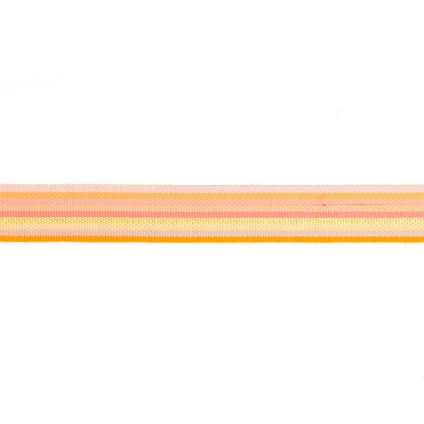 Ruban polyester tissé à rayures - Multi - Orange/Gris/Jaune/Iris/Rose/Lilas - 20 mm x 3 m - Photo n°1