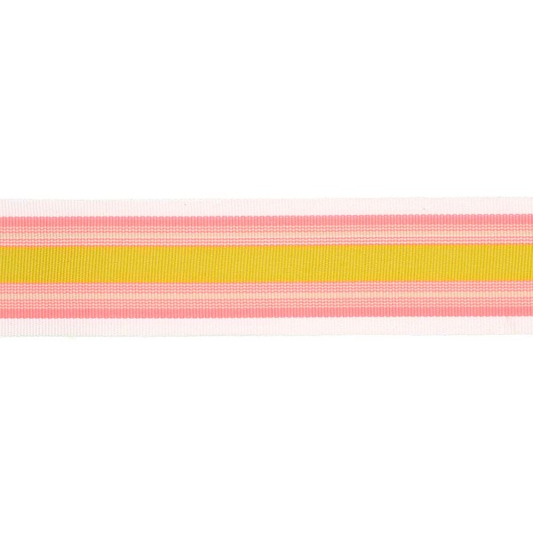 Ruban polyester tissé à rayures - Multi - Abricot/Orange fluo/Jaune - 38 mm x 3 m - Photo n°1