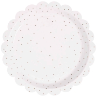 Assiettes en carton - Dots - Blanc/Doré - 23 cm - 8 pcs