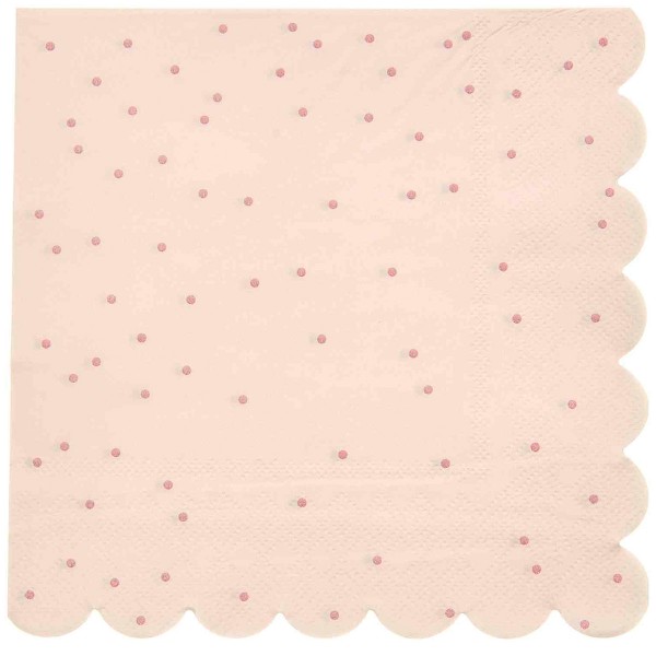 Serviettes en papier - Points - Rose clair - 32 x 32 cm - 20 pcs - Photo n°1
