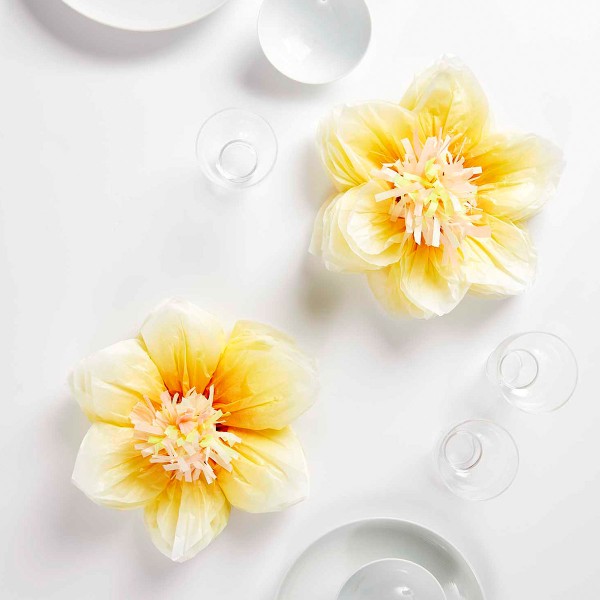 Fleurs en papier de soie - Jonquilles - Jaune - 27 cm - 2 pcs - Photo n°2