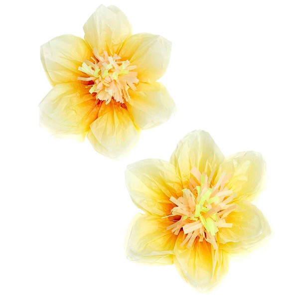 Fleurs en papier de soie - Jonquilles - Jaune - 27 cm - 2 pcs - Photo n°1