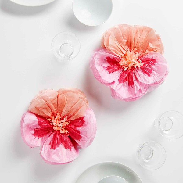 Fleurs en papier de soie - Pensées - Rose - 20 cm - 2 pcs - Photo n°2