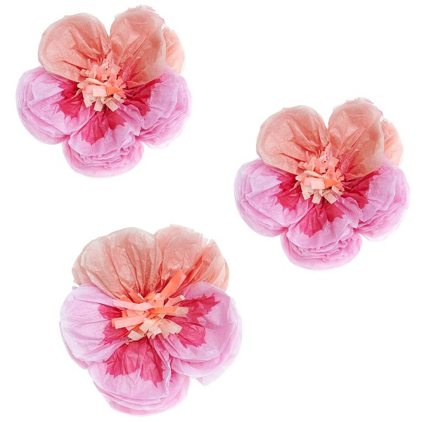 Fleurs en papier de soie - Pensées - Rose - 11 cm - 3 pcs - Photo n°1