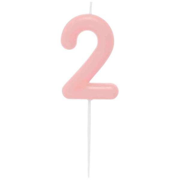 Bougie anniversaire - Chiffre 2 - Rose - 10 cm - Photo n°1