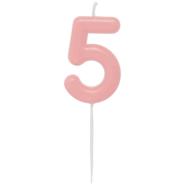 Bougie anniversaire - Chiffre 5 - Rose - 10 cm - Photo n°1