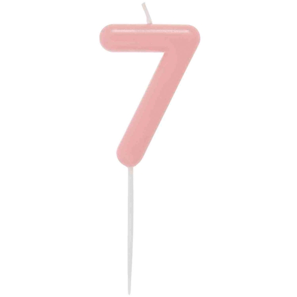 Bougie anniversaire - Chiffre 7 - Rose - 10 cm - Photo n°1