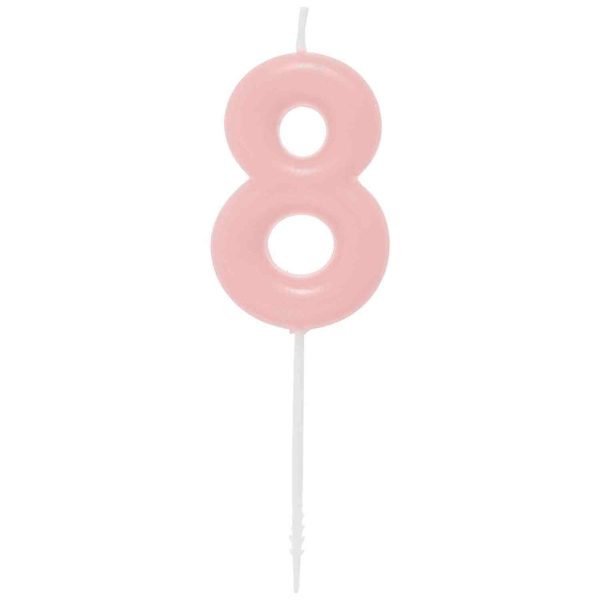 Bougie anniversaire - Chiffre 8 - Rose - 10 cm - Photo n°1
