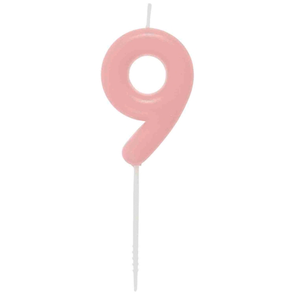 Bougie anniversaire - Chiffre 9 - Rose - 10 cm - Photo n°1