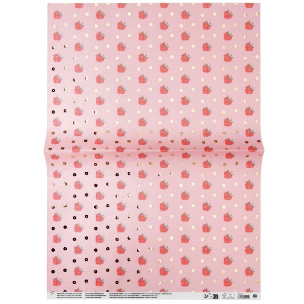 Papier Paper Patch Futschikato - Fraises - Rouge - 30 x 42 cm - 1 feuille - Photo n°1