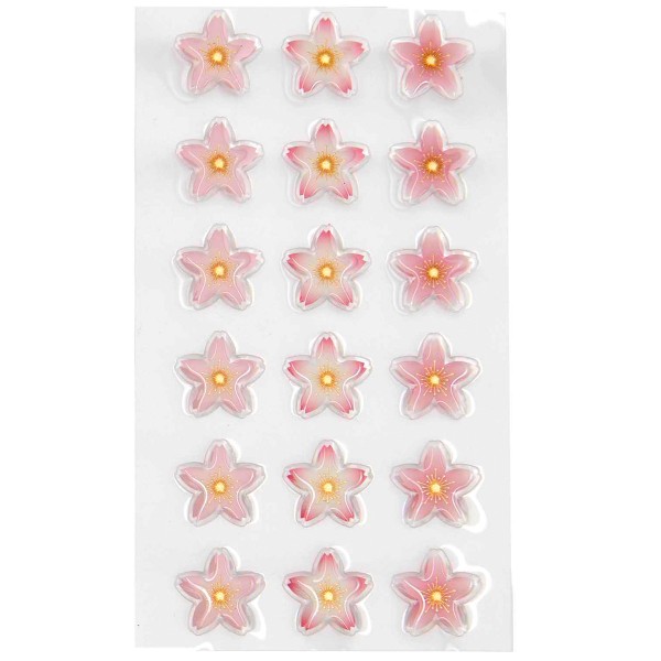 Stickers gel - Fleurs de cerisier - Rose - 2 x 2 cm - 18 pcs - Photo n°2
