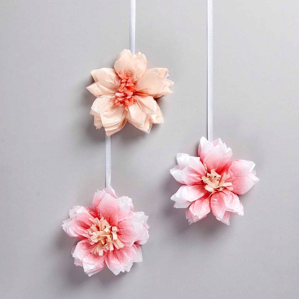 Fleurs en papier de soie - Fleurs de cerisier - Rose - 11 cm - 3 pcs - Photo n°2