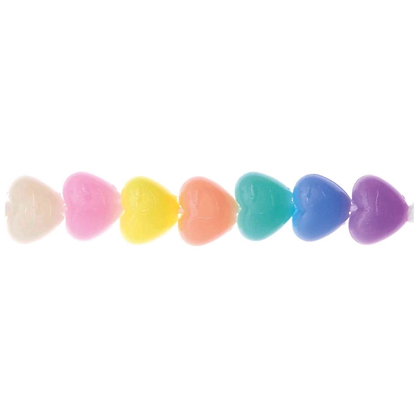 Perles en plastique - Coeurs - Pastel - 8 x 9 x 5 mm - 70 pcs - Photo n°1
