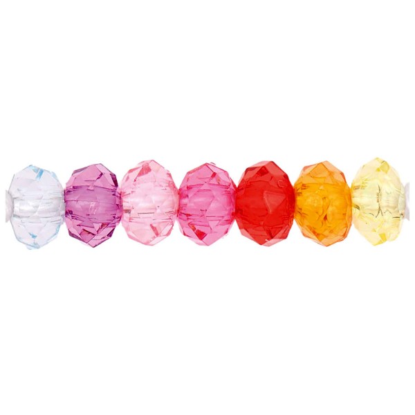 Perles en plastique - Polygones - Arc-en-ciel - 4 x 6 x 6 mm - 77 pcs - Photo n°1