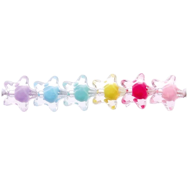 Perles en plastique - Etoiles - Transparent avec inclusion de couleur - 11 x 11 x 7 mm - 36 pcs - Photo n°1