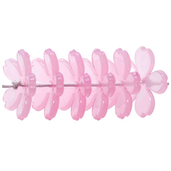 Perles en plastique - Fleurs de cerisier - Rose - 18 x 18 x 4 mm - 20 pcs - Photo n°1