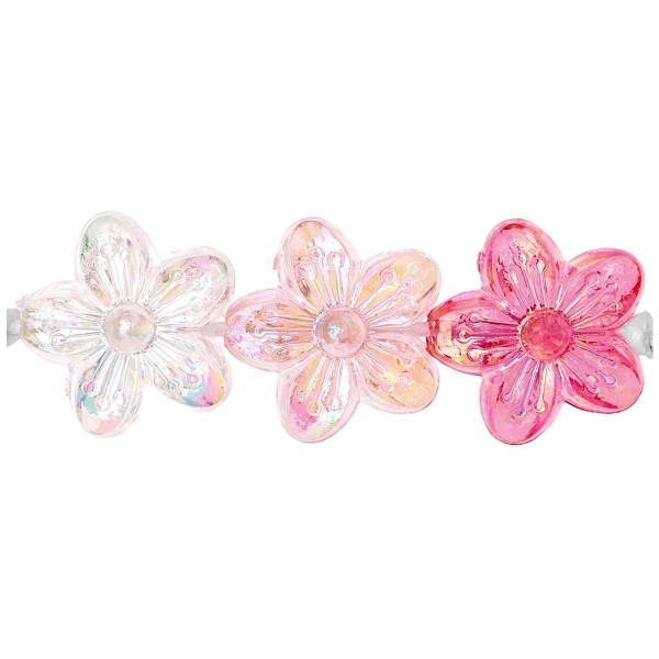 Perles en plastique - Fleurs - Rose/Holographique - 15 x 15 x 7 mm - 12 pcs - Photo n°1