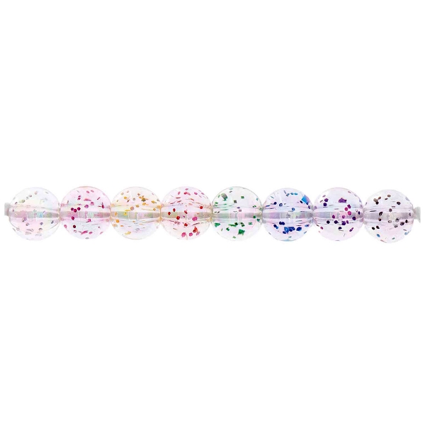 Perles en plastique scintillantes - Rondes - Arc-en-ciel/Holographique - 8 mm - 40 pcs - Photo n°1