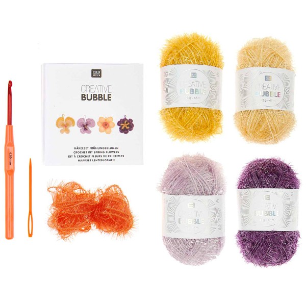 Kit DIY crochet - Creativ Bubble - Fleurs de printemps - 4 pcs - Photo n°3