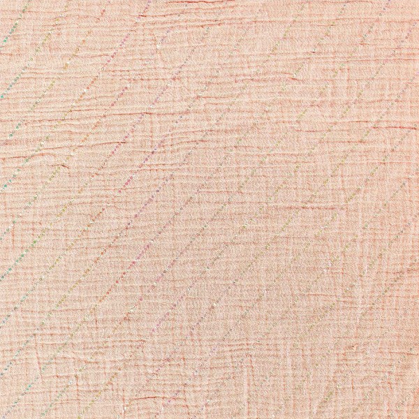 Coupon tissu Rico Design - Gaze de coton - Rayures - Vieux rose - 130 g/m² - 50 x 130 cm - Photo n°1
