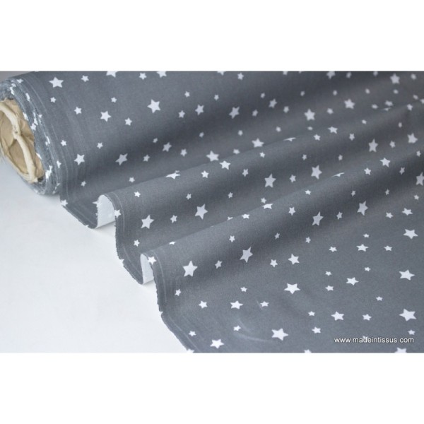 Tissu coton oeko tex imprimé étoiles anthracite - Photo n°2