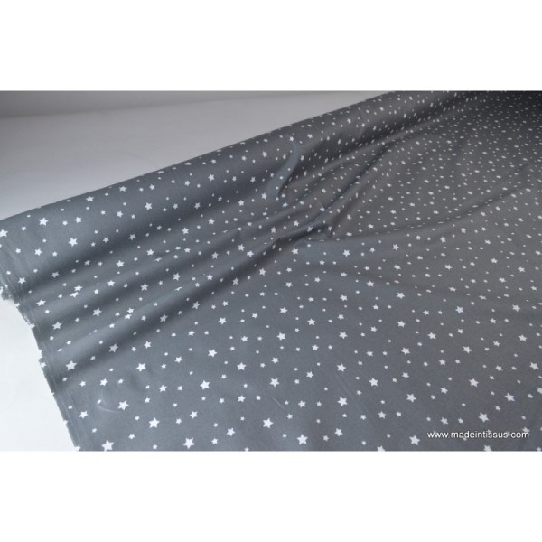 Tissu coton oeko tex imprimé étoiles anthracite - Photo n°3