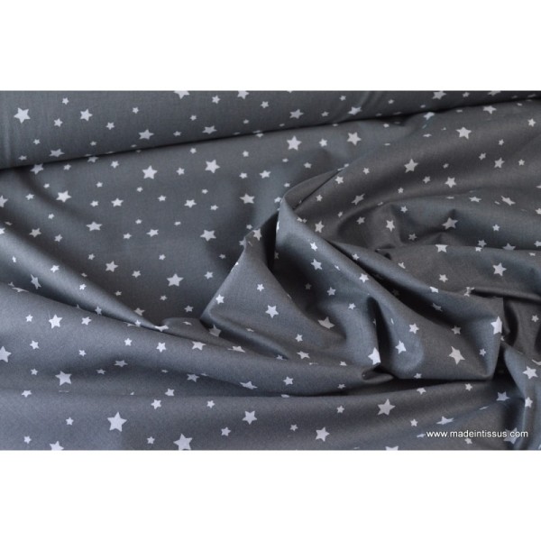 Tissu coton oeko tex imprimé étoiles anthracite - Photo n°4